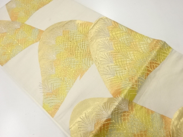 アンティーク　山並みに草葉模様織出し袋帯（材料）